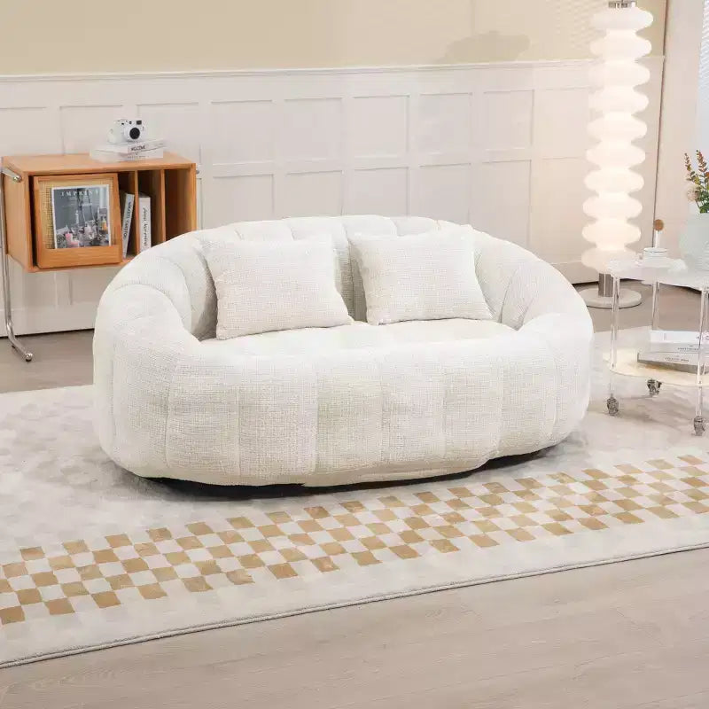Beige Chenille High-Back Bean Bag Sofa for Adults & Kids, Indoor & Outdoor