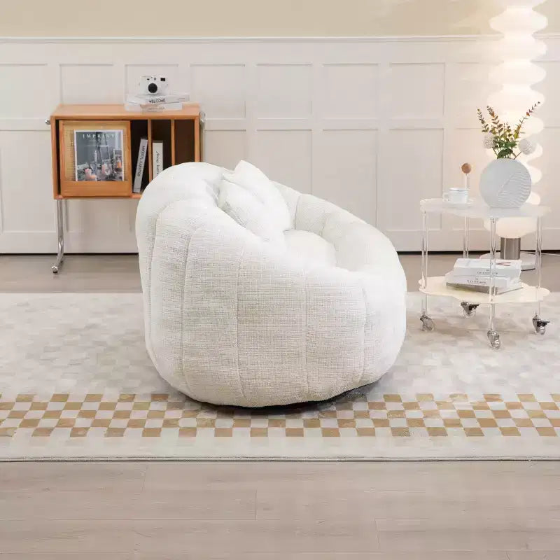 Beige Chenille High-Back Bean Bag Sofa for Adults & Kids, Indoor & Outdoor