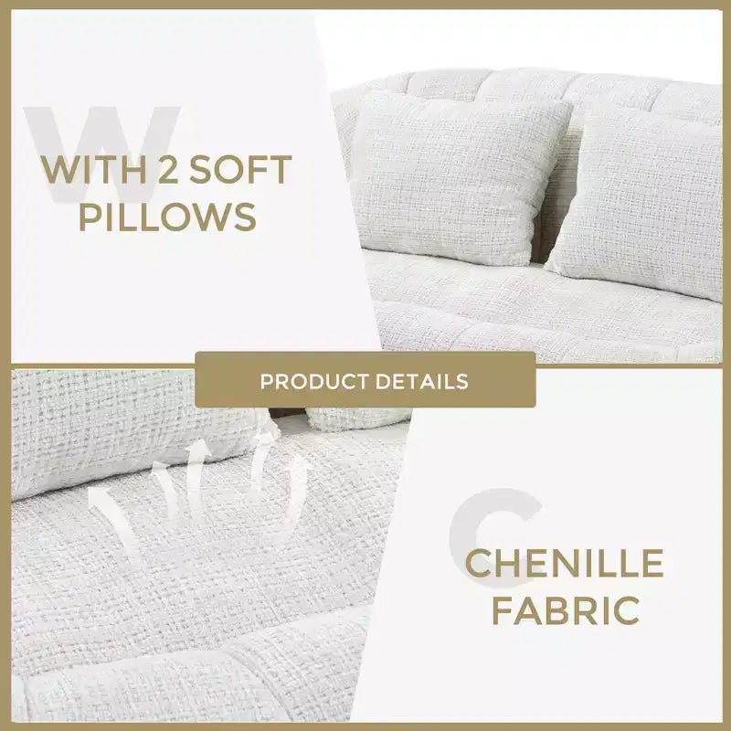 Beige Chenille High-Back Bean Bag Sofa for Adults & Kids, Indoor & Outdoor