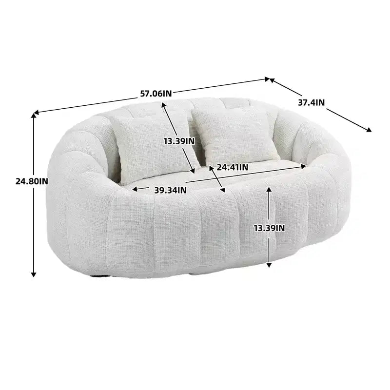 Beige Chenille High-Back Bean Bag Sofa for Adults & Kids, Indoor & Outdoor