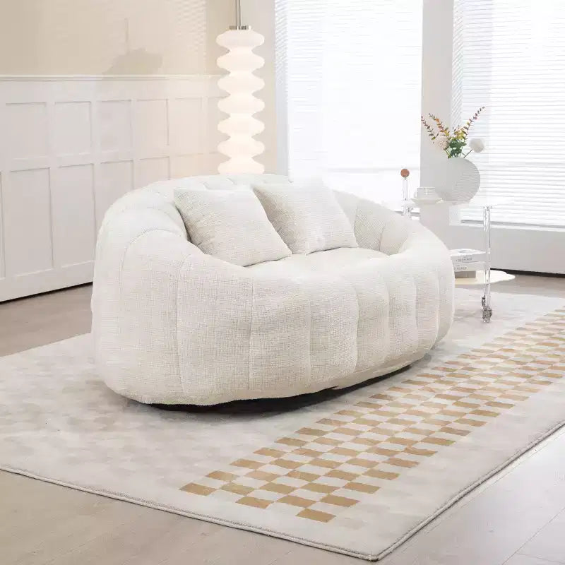 Beige Chenille High-Back Bean Bag Sofa for Adults & Kids, Indoor & Outdoor