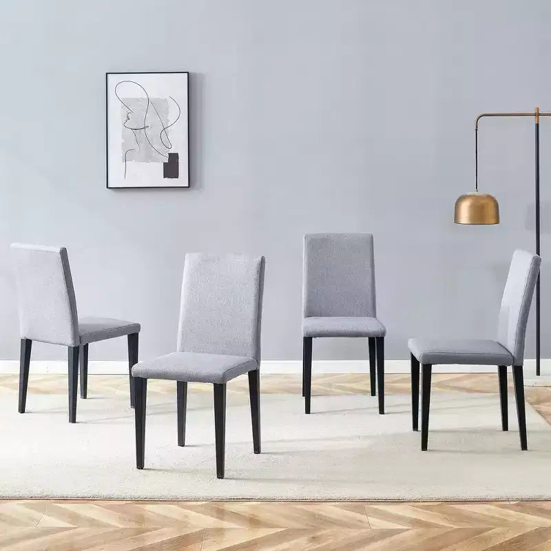 MAYEERTY Set of 4 Light Gray Linen Cotton Dining Chairs Versatile Comfortable Seating