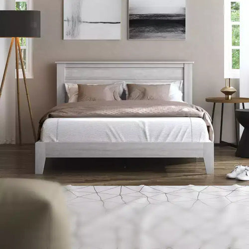 Galano Queen Tiena Lencia Bed with Headboard  Dusty Grey Oak