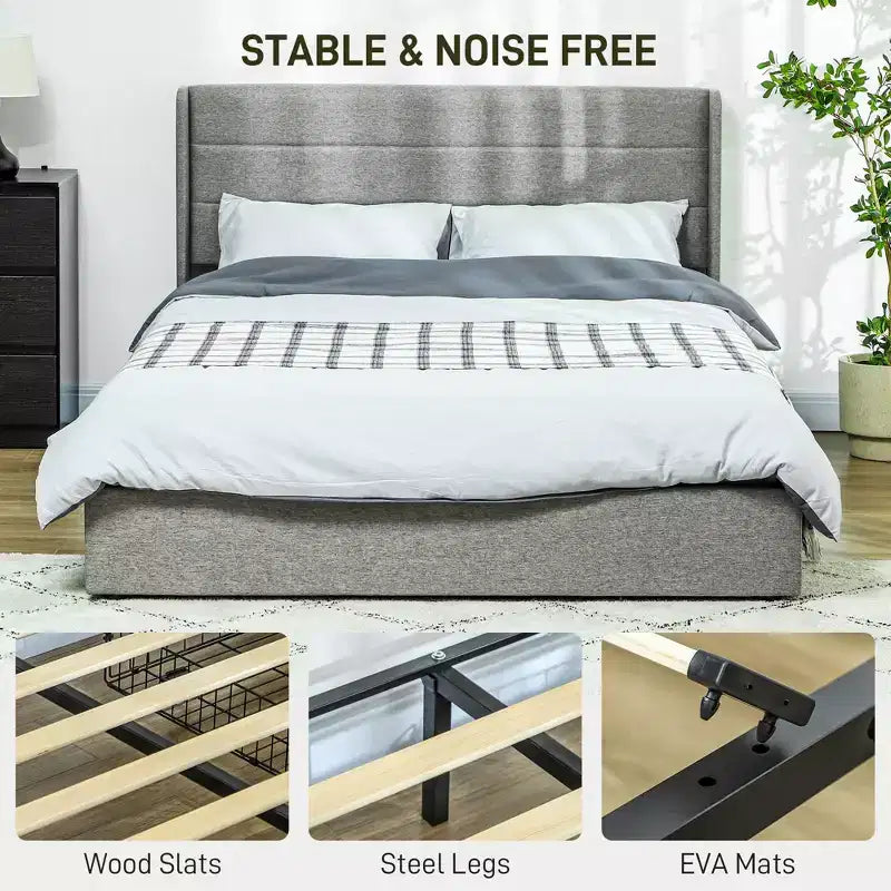 Full Size Kids House Bed with Drawer & House-Shaped Headboard, Metal Frame, White