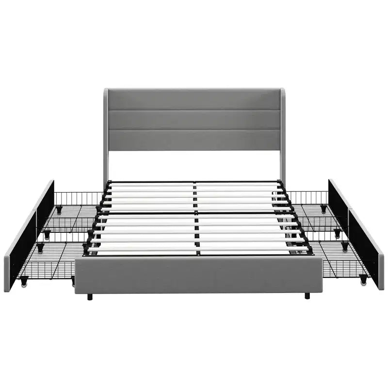 Full Size Kids House Bed with Drawer & House-Shaped Headboard, Metal Frame, White