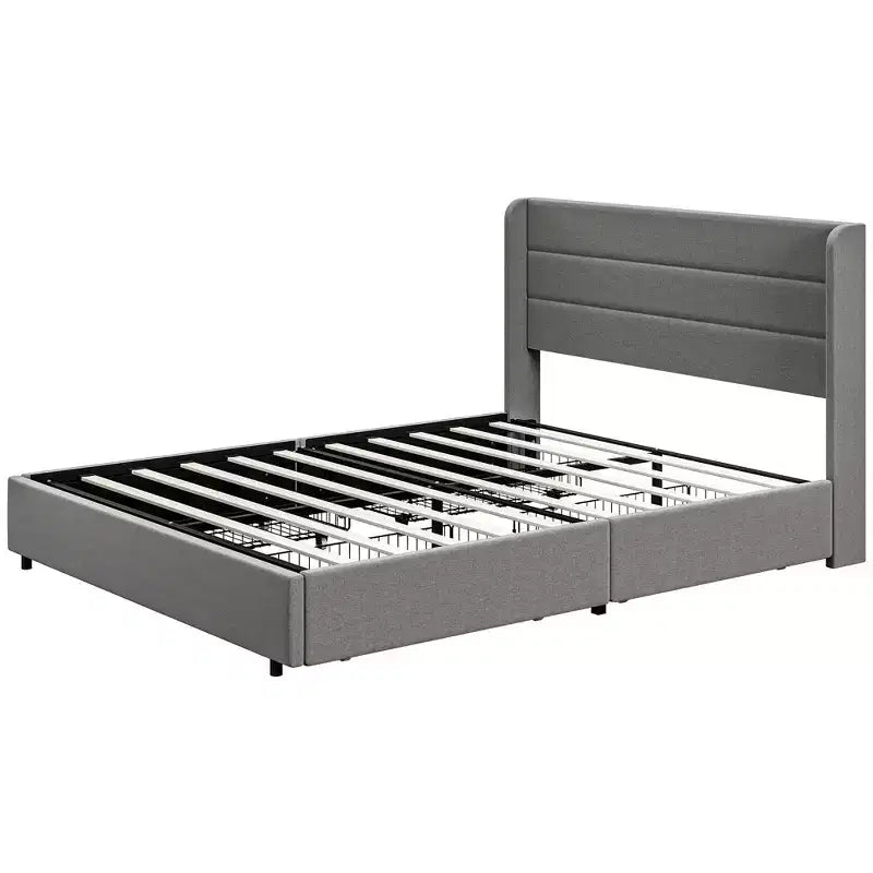 Full Size Kids House Bed with Drawer & House-Shaped Headboard, Metal Frame, White