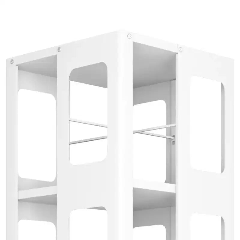 Okak All-Steel Rotating Bookshelf with 360Wheels, Storage Shelves with 4 Tiers, Storage Organizer for Living Room, Hallway, Office