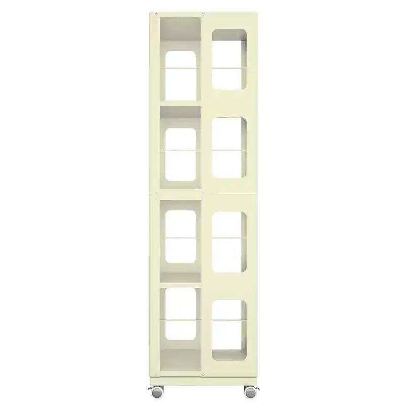 Okak All-Steel Rotating Bookshelf with 360Wheels, Storage Shelves with 4 Tiers, Storage Organizer for Living Room, Hallway, Office