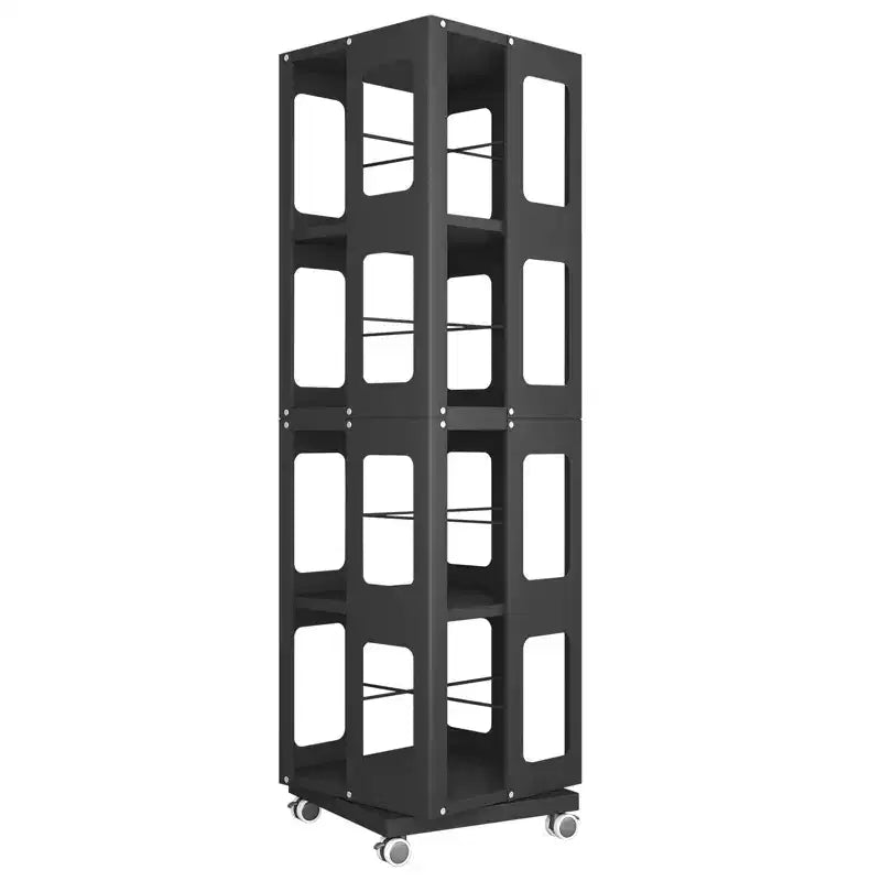 Okak All-Steel Rotating Bookshelf with 360Wheels, Storage Shelves with 4 Tiers, Storage Organizer for Living Room, Hallway, Office