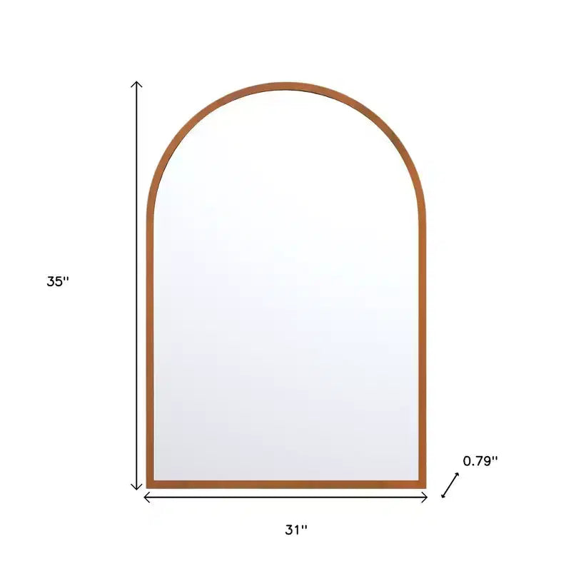 HomeRoots Set of Two Walnut Arch Wood Framed Bathroom Vanity Mirrors