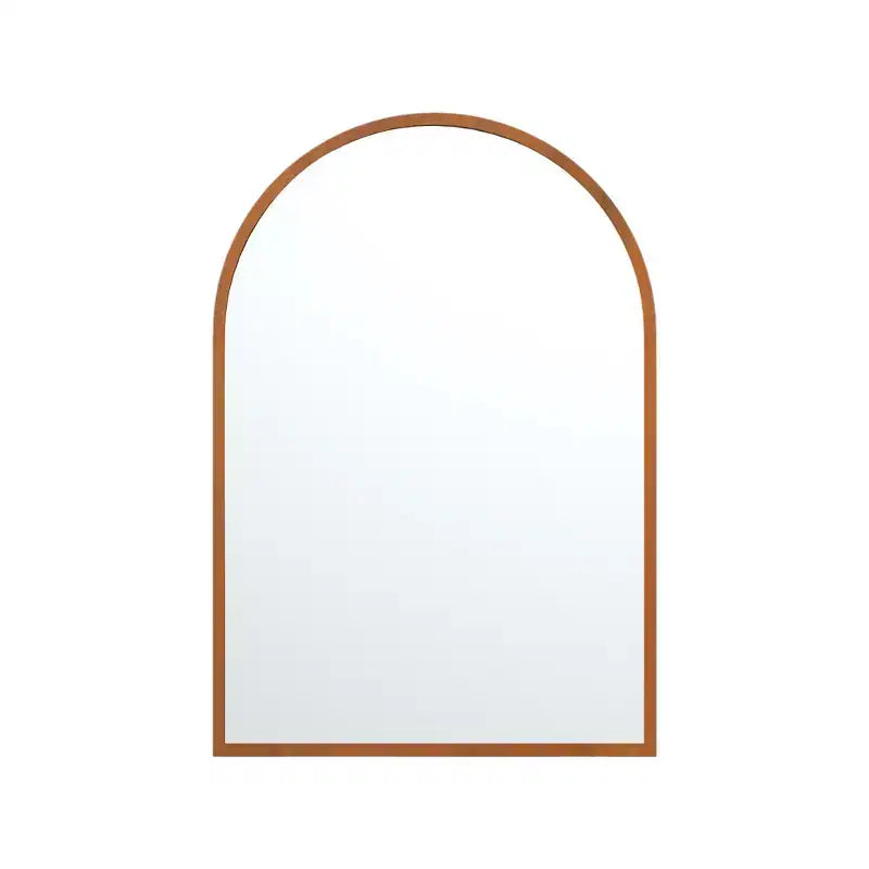 HomeRoots Set of Two Walnut Arch Wood Framed Bathroom Vanity Mirrors