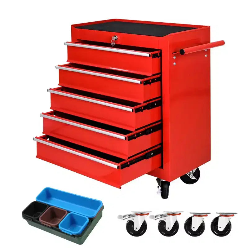 Steel Tool Storage Cabinet Organizer,5-Drawer Tool Chest with Lock, Includes Key for Secure Storage
