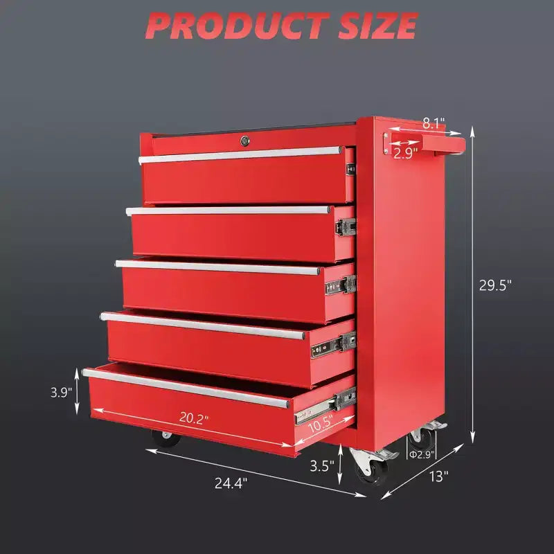 Steel Tool Storage Cabinet Organizer,5-Drawer Tool Chest with Lock, Includes Key for Secure Storage