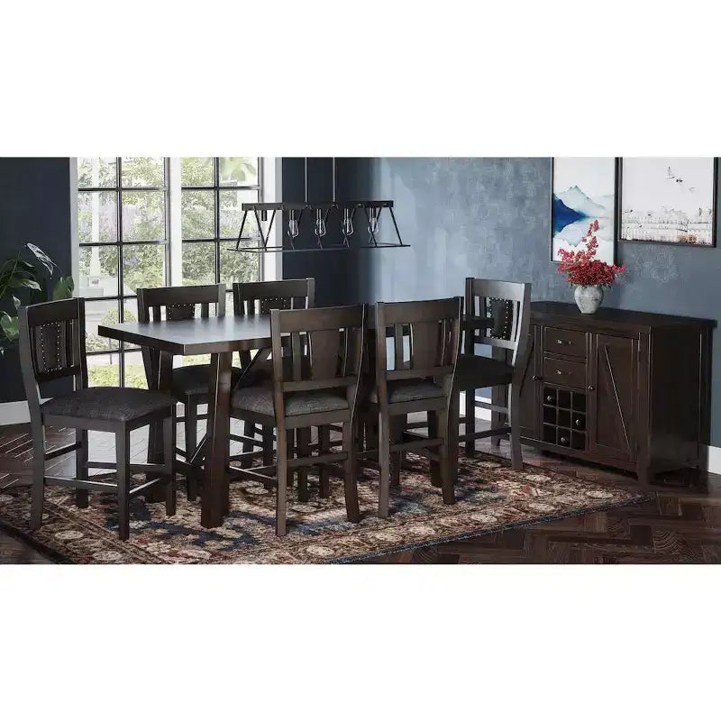 Jofran,Upholstered Slatback Counter Height Stool with Nailhead Trim (Set of 2)