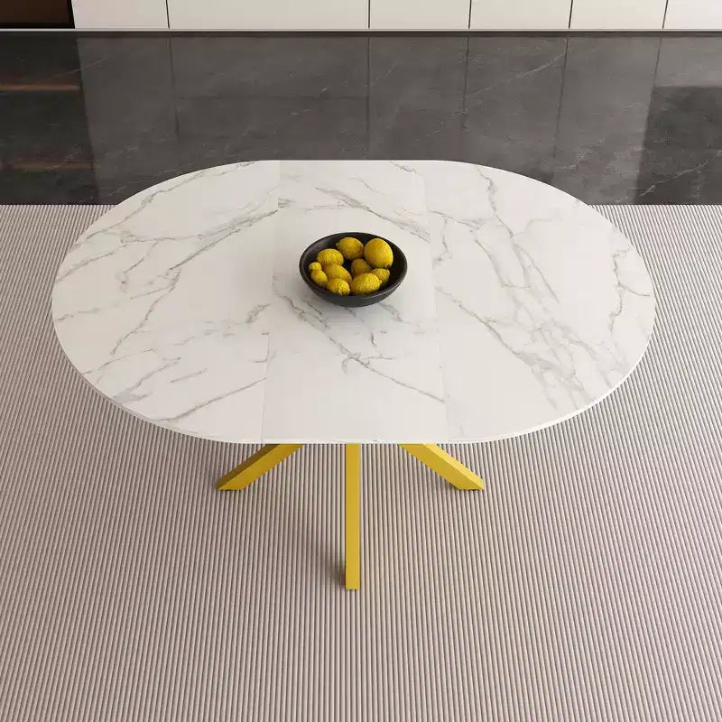 59" Modern Retractable Dining Table for 6, Folding Design with Carbon Steel Base