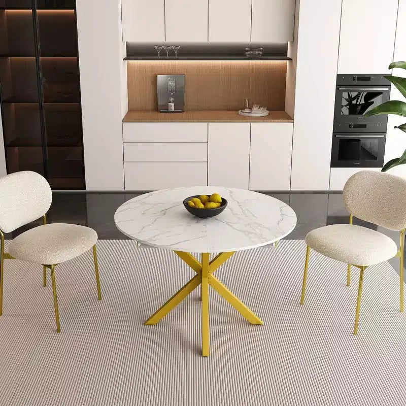 59" Modern Retractable Dining Table for 6, Folding Design with Carbon Steel Base