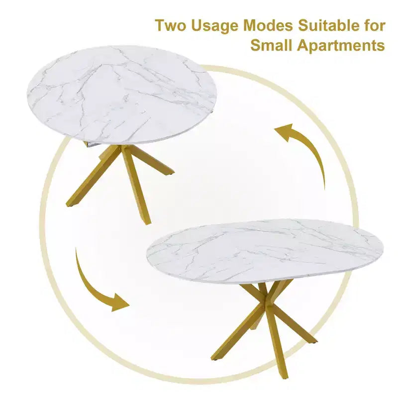 59" Modern Retractable Dining Table for 6, Folding Design with Carbon Steel Base