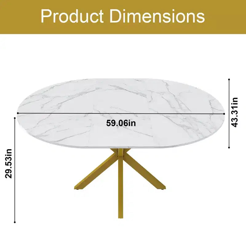 59" Modern Retractable Dining Table for 6, Folding Design with Carbon Steel Base