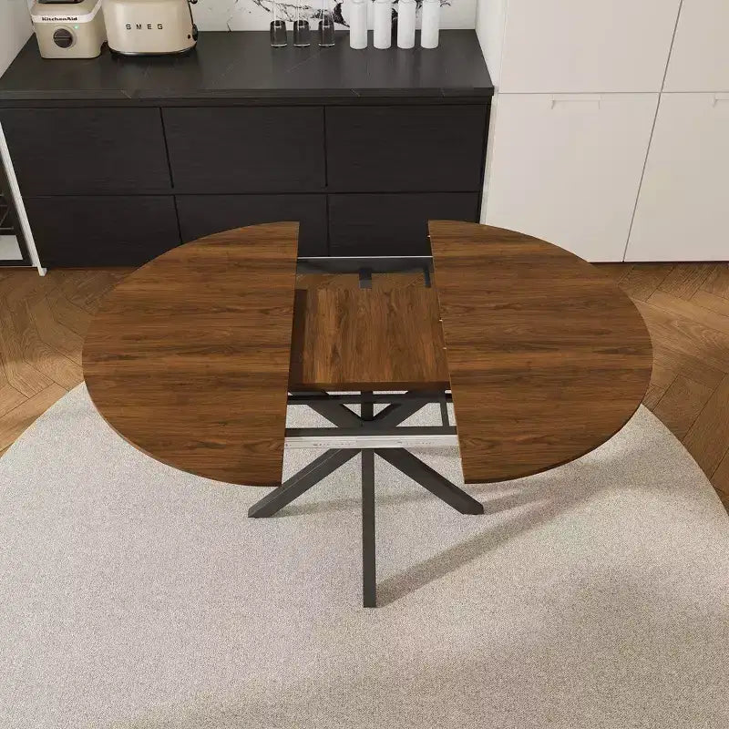 59" Modern Retractable Dining Table for 6, Folding Design with Carbon Steel Base