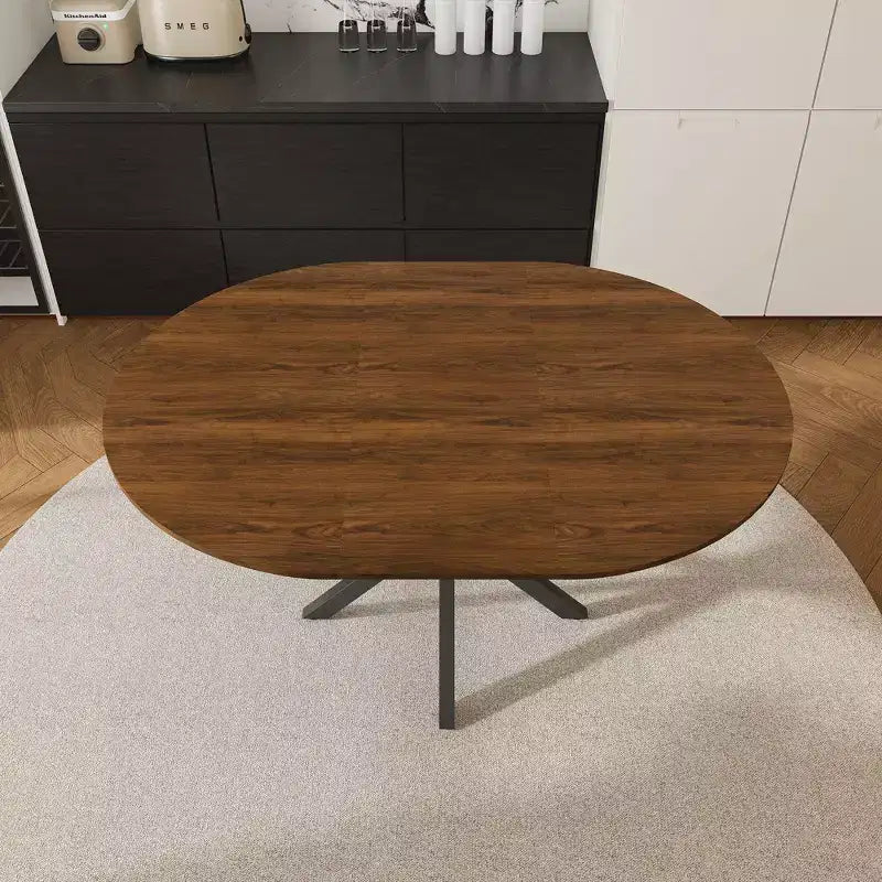 59" Modern Retractable Dining Table for 6, Folding Design with Carbon Steel Base
