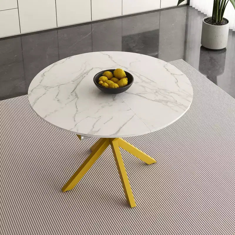 59" Modern Retractable Dining Table for 6, Folding Design with Carbon Steel Base