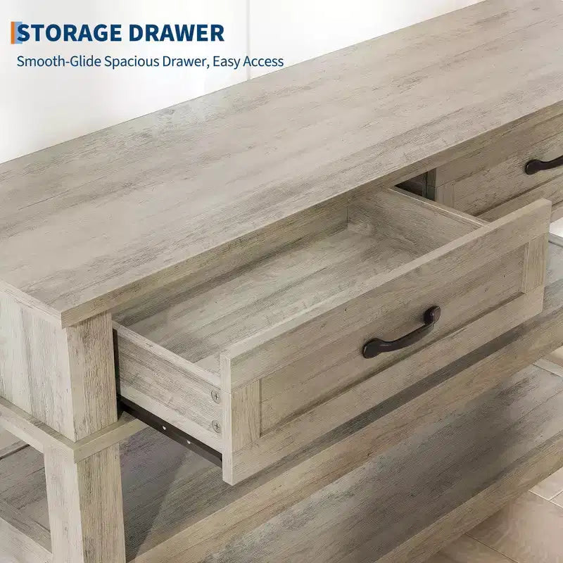 Console Sofa Table with 2 Drawers, 3-Tier Narrow Entry Table with Storage Shelves for Living Room Behind Couch, Entryway, Hallway