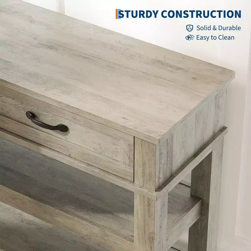 Console Sofa Table with 2 Drawers, 3-Tier Narrow Entry Table with Storage Shelves for Living Room Behind Couch, Entryway, Hallway