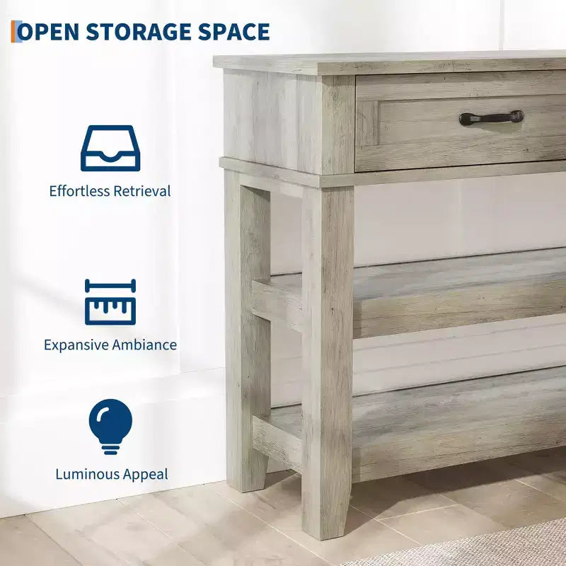Console Sofa Table with 2 Drawers, 3-Tier Narrow Entry Table with Storage Shelves for Living Room Behind Couch, Entryway, Hallway