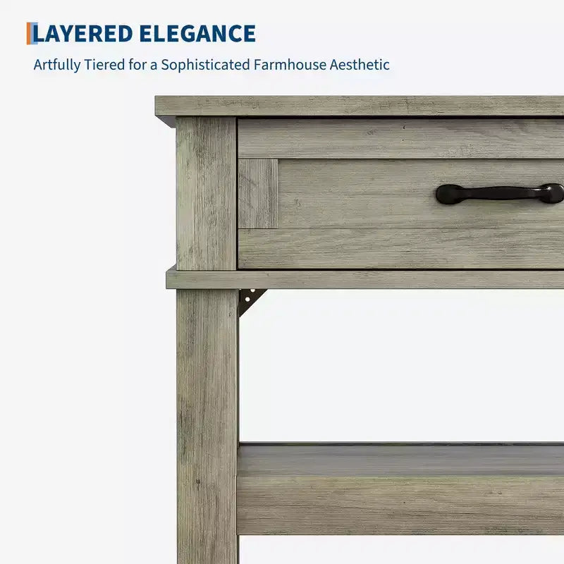Console Sofa Table with 2 Drawers, 3-Tier Narrow Entry Table with Storage Shelves for Living Room Behind Couch, Entryway, Hallway