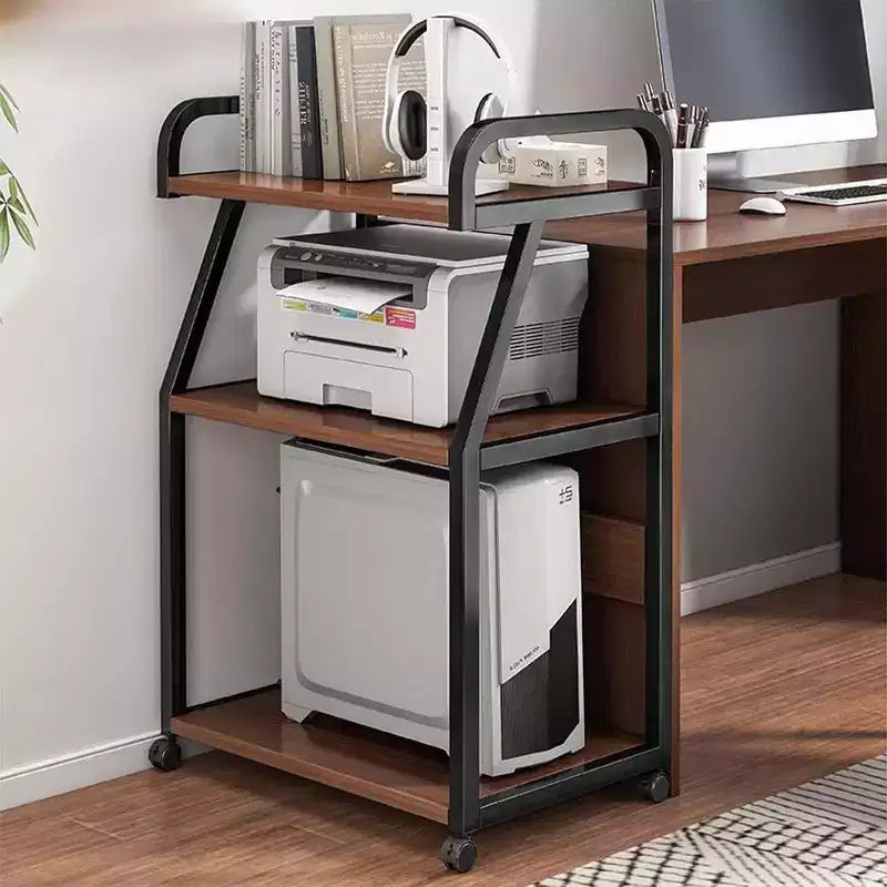 3 Tier Printer Stand, Printer Table with Storage Shelf, Rolling Printer Cart with Wheels, Heat Press Stand for Office