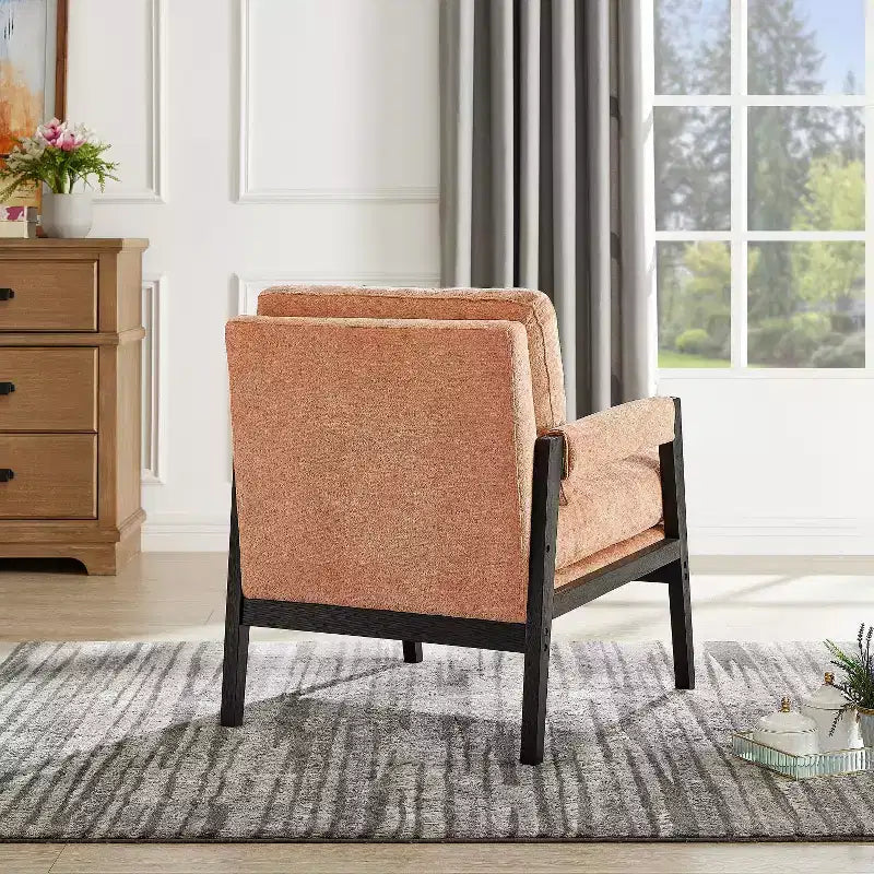 Mid-Century Modern Chenille Upholstered Accent Armchair for Living Room