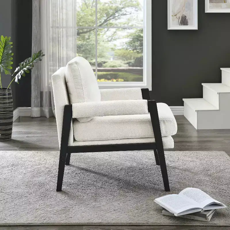 Mid-Century Modern Chenille Upholstered Accent Armchair for Living Room