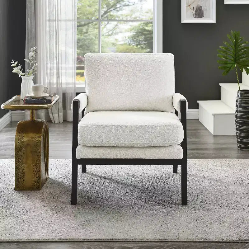 Mid-Century Modern Chenille Upholstered Accent Armchair for Living Room