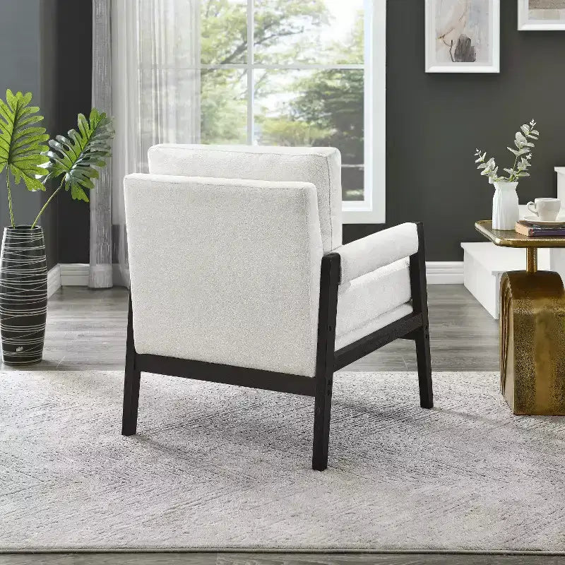 Mid-Century Modern Chenille Upholstered Accent Armchair for Living Room