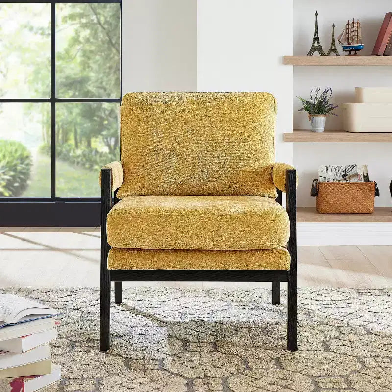 Mid-Century Modern Chenille Upholstered Accent Armchair for Living Room