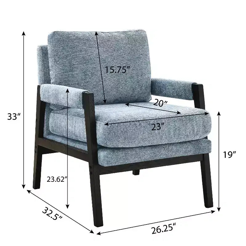 Mid-Century Modern Chenille Upholstered Accent Armchair for Living Room