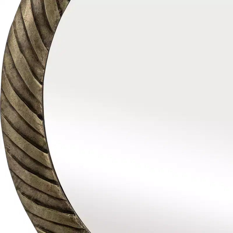Modern Round Wall Mirror with Textured Metal Frame - Decorative Accent for Home, Office, Bedroom, or Living Room - 29 Bronze & Copper