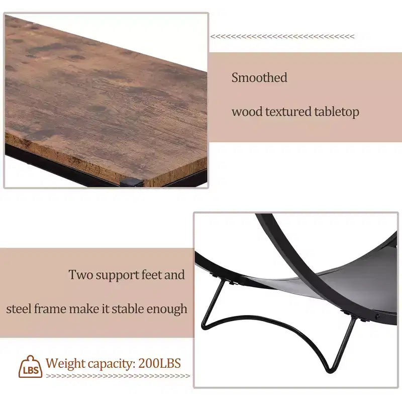Industrial Demilune Console Table  3-Tier Open Shelf Sofa Table (for Entryway/Living Room/Office)