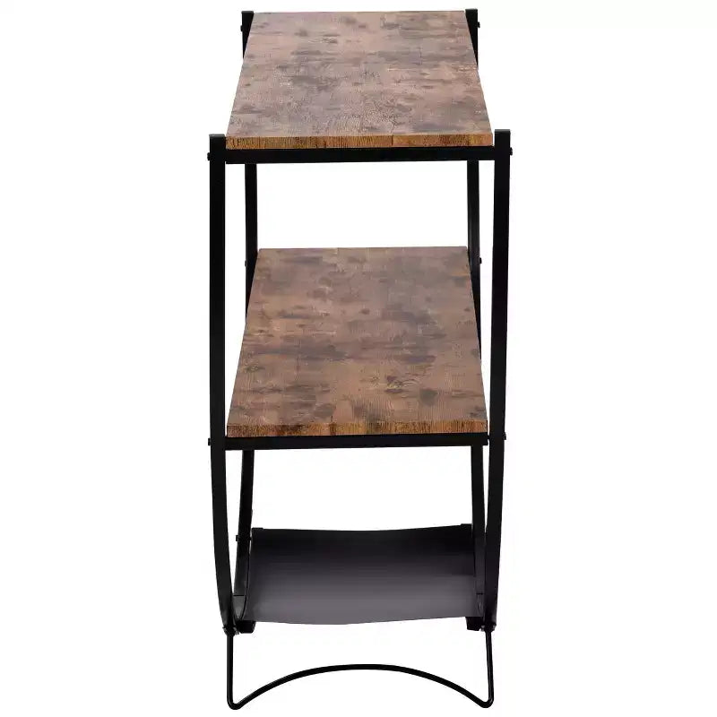 Industrial Demilune Console Table  3-Tier Open Shelf Sofa Table (for Entryway/Living Room/Office)