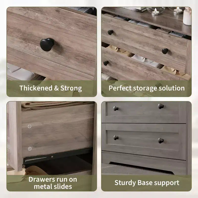 COZONY 5-Drawer Tall Dresser with Display Shelf, Modern Wood Storage Cabinet for Bedroom Closet Living Room Hallway