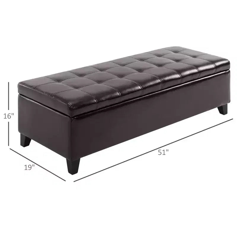 51 Ottoman Storage Bench, Faux Leather Storage Chest with Lift Top, Tufted Ottoman for Living Room, Entryway