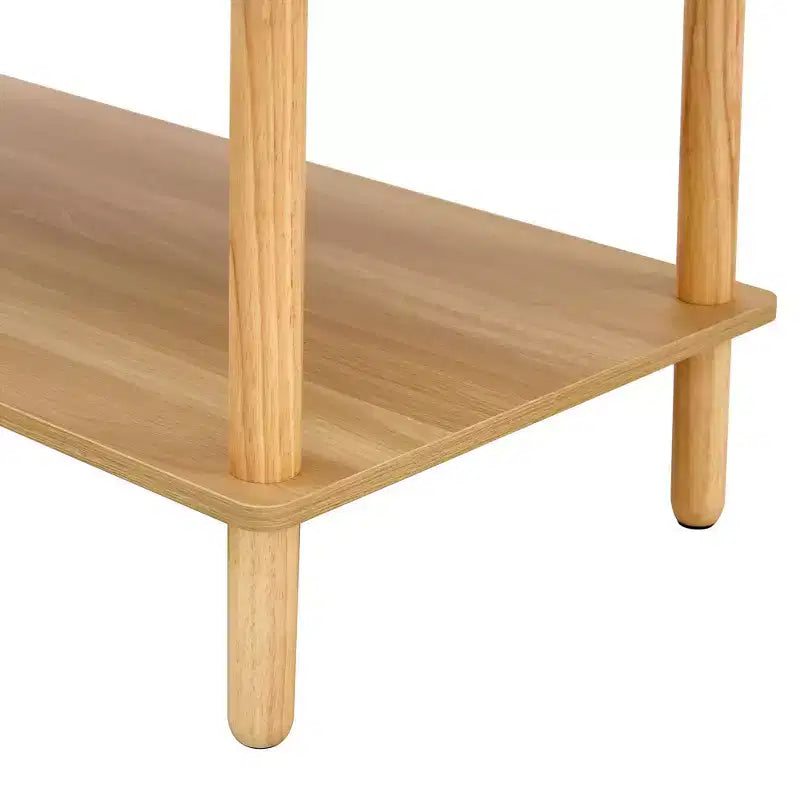 Modern 2-Tier Rectangular Coffee Table with Open Storage Shelf and Rounded Solid Wood Legs, Sofa Table for Living Room, Office, or Reception Area