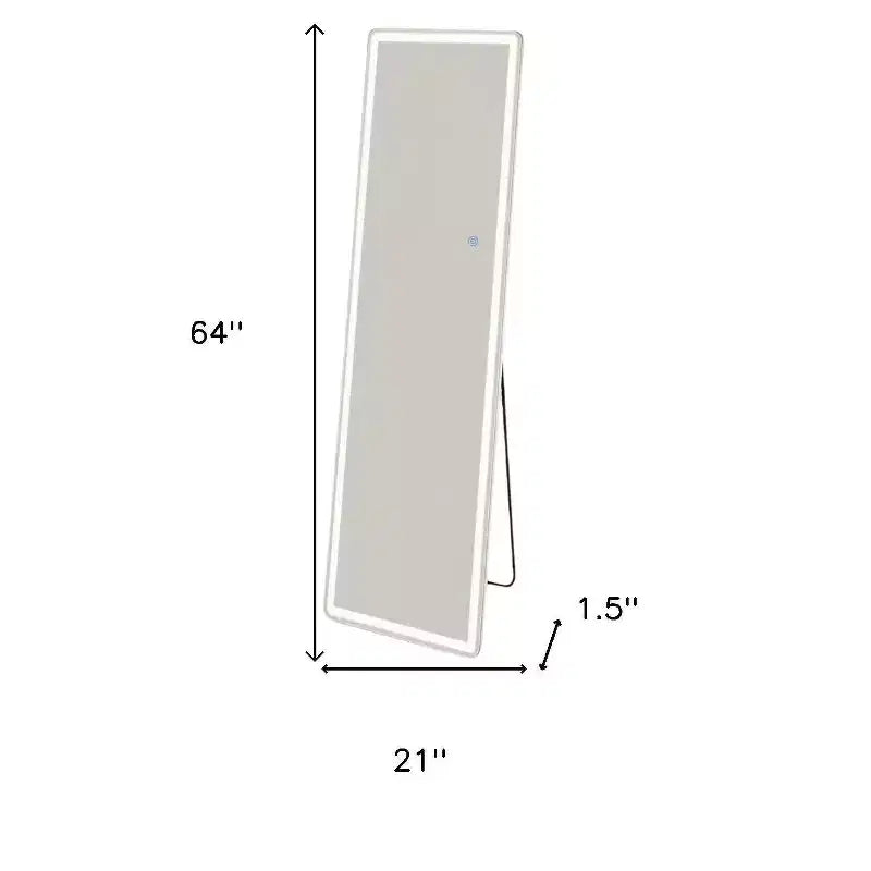 HomeRoots 64 Clear Lighted Freestanding and Wall Mount Frameless Full Length Mirror