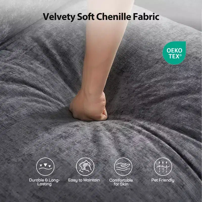 Modern grey Chenille yarn modular segmented sofa, adjustable combination L-shaped sofa, Flexible Combination Living Room Furniture, Blue
