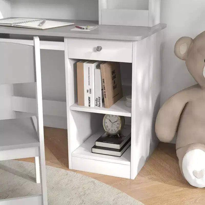 Whisen Kids Desk and Chair Set with Storage, Study Desk with Chair for Children 5-8 Years Old, Gift for Kids - Gray