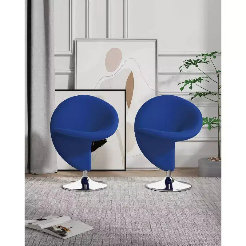 Set of 2 Curl Wool Blend Swivel Accent Chairs - Manhattan Comfort