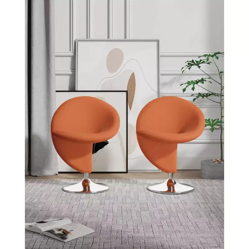 Set of 2 Curl Wool Blend Swivel Accent Chairs - Manhattan Comfort