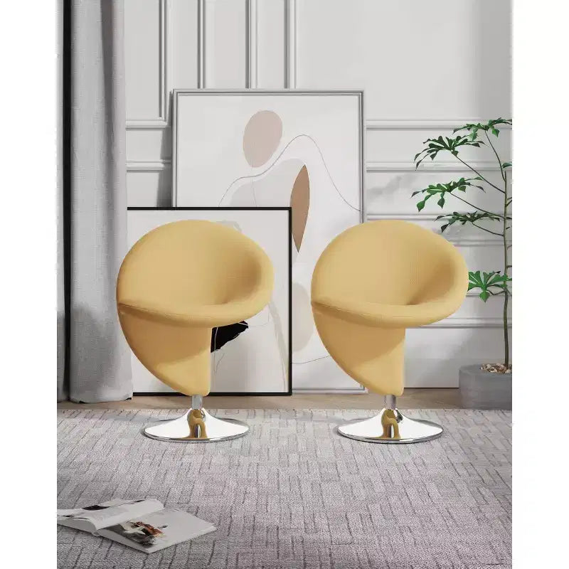 Set of 2 Curl Wool Blend Swivel Accent Chairs - Manhattan Comfort