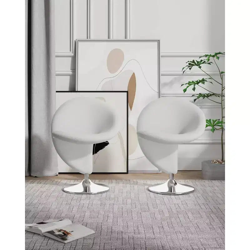 Set of 2 Curl Wool Blend Swivel Accent Chairs - Manhattan Comfort