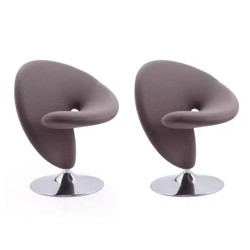 Set of 2 Curl Wool Blend Swivel Accent Chairs - Manhattan Comfort